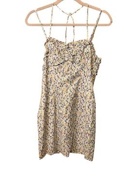STORIA Floral Mini Dress Size Small Ruffle Strap Cottagecore Summer